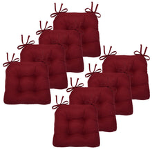 Kate Aurora Country Living Plush Solid Colored Country Farmhouse Reversible Chair Cushions/Pads With Tear Proof Ties - Burgun