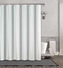 Kate Aurora Nautical Hampton Stripe Cotton Fabric Shower Curtain - 70 in. W x 72 in. L - Aqua