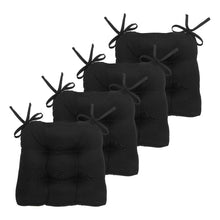 Kate Aurora Country Living Plush Solid Colored Country Farmhouse Reversible Chair Cushions/Pads With Tear Proof Ties - Black 