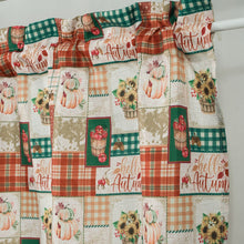 Kate Aurora Country Farmhouse Autumn Harvest Plaid Sunflowers & Pumpkins Rod Pocket Cafe Kitchen Curtain Tier & Valance Set