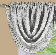Kate Aurora Custom Rod Pocket Austrian Damask Window Valance With Pleated Trim - Silver