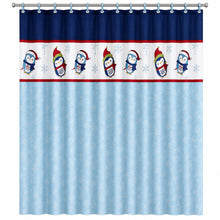 Kate Aurora Christmas Winter Frosty Penguins Lightweight Fabric Shower Curtain