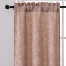 Kate Aurora 3 Piece Rod Pocket Orly Jacquard Floral Kitchen Curtain Tier & Valance Set - Dusty Rose