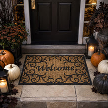 Kate Aurora Welcome Ironwork Designed Coir Bristled Outdoor All Season Welcome Mat With Rubber Trim - 18"x30"