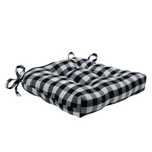 Kate Aurora Country Living Gingham Plaid Checkered Country Farmhouse Chair Cushion Pads - 1 Piece, Black