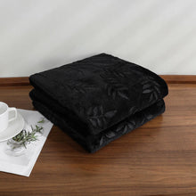 Kate Aurora Ultra Soft & Plush Hypoallergenic Pascal Leaf Accent Fleece Throw Blanket - 50" x 60" - Black