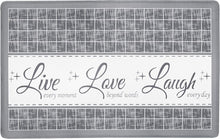 Kate Aurora Montauk Accents Anti Fatigue Memory Foam 18" x 30"  Live~Love~Laugh Kitchen Floor Mats With Beveled Edges - Gray