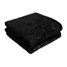 Kate Aurora Ultra Soft & Plush Hypoallergenic Pascal Leaf Accent Fleece Throw Blanket - 50" x 60" - Black