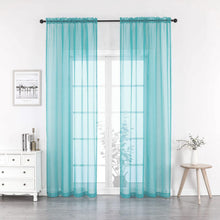Kate Aurora Coastal Pastel Colored Light & Airy Sheer Voile Window Curtains - 52 in. W x 84 in. L, Aqua