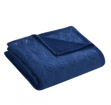 Kate Aurora Ultra Soft & Plush Modern Ogee Fleece Throw Blanket Covers - 50 in. W x 60 in. L - Navy