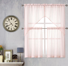 Kate Aurora Modern Chic Complete 4 Piece Striped Sheer Kitchen Curtain Tier & Valance Set