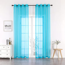 Kate Aurora 2 Piece Extra Long Grommet Top Sheer Voile Window Curtain Pair - 90 in. Long - Turquoise