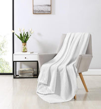Kate Aurora Ultra Soft & Plush Herringbone Fleece Throw Blanket Covers - White Color