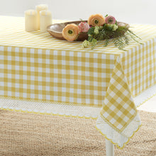 Kate Aurora Country Farmhouse Plaid Buffalo Check Stain & Spill Proof Fabric Tablecloths - 60in. X 104in. (8-10 Chairs), Yell