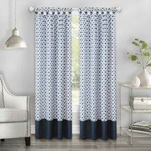 Kate Aurora 2 Pack: Modern Chic Geometric Tab Top Window Curtain Panels - 52 in. W x 63 in. L, Navy