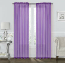Kate Aurora Coastal Pastel Colored Light & Airy Sheer Voile Window Curtains - 52 in. W x 84 in. L, Purple