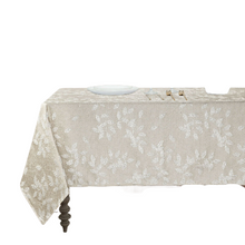 Kate Aurora Living Raised Jacquard Floral Leaves Spill Proof Fabric Tablecloth - 60 in. W x 84 in. L, Ivory
