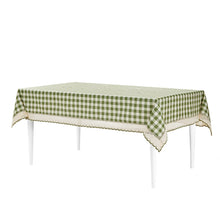 Kate Aurora Country Farmhouse Plaid Buffalo Check Stain & Spill Proof Fabric Tablecloths - 60in. X 84in. (6-8 Chairs), Sage G