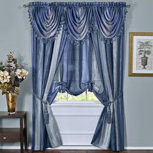 GoodGram Royal Ombre Crushed Semi Sheer Tie Up Single Window Curtain Shade - 50 in. W x 63 in. L, Blue