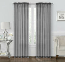 Kate Aurora Coastal Pastel Colored Light & Airy Sheer Voile Window Curtains - 52 in. W x 84 in. L, Gray