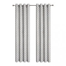 Kate Aurora 2 Piece Contemporary Chic Metallic Abstract Circles Light Filtering Grommet Top Curtains - White