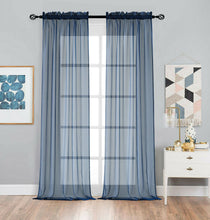 Kate Aurora Living Designer Sheer Voile Rod Pocket Curtains For Small Windows - 52 in. W x 45 in. L, Navy