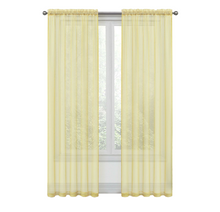 Kate Aurora Coastal Pastel Colored Light & Airy Sheer Voile Window Curtains - 52 in. W x 84 in. L, Yellow