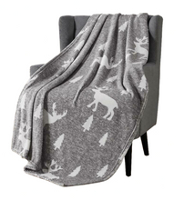 Kate Aurora Ultra Plush Gray Christmas Trees & Reindeer Hypoallergenic Fleece Throw Blanket - 50 in. x 60 in.