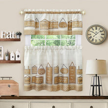 Kate Aurora Modern Farmhouse Complete 3 Piece Rod Pocket Tier and Valance Kitchen Curtain Set