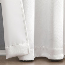 Kate Aurora 1 Piece Priscilla Light Filtering Grommet Top Embossed Leaves Jacquard Window Curtain Panel - White