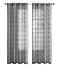 Kate Aurora 2 Piece Silver Plaid Grommet Top Sheer Window Curtain Panels - 84 in. Long