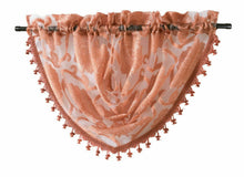 Kate Aurora Custom Scroll Sheer Voile Waterfall Window Curtain Valances - 57 in. W x 37 in. L, Pumpkin