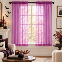 Kate Aurora 2 Piece Rod Pocket Halloween Purple Sheer Voile Window Curtains - 63 in. Long