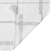 Kate Aurora Berkshire Cotton Plaid Fringed Accent Throw Blanket - 50 in. W x 60 in. L - Harbor Mist Gray