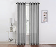 Kate Aurora 2 Piece Sparkly Metallic Sheer Voile Grommet Top Window Curtain Panels - 52 in. W x 84 in. L, Gray