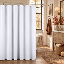 Kate Aurora Giselle Square Textured Spa Retreat Fabric Shower Curtain - Standard Size - White