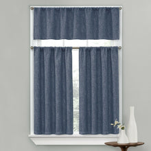 Kate Aurora Complete Textured 3 Piece Café Kitchen Curtain Tier & Valance Set - 56 in. W x 15 in. L, Navy