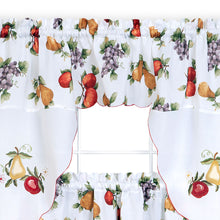 Kate Aurora Embroidered Fruit Medley 3 Piece Cafe Rod Pocket Kitchen Curtain And Valance Set - 24 in. Long