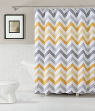 Kate Aurora 100% Cotton Modern Chevron Fabric Shower Curtain - Standard Size - Yellow