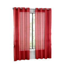 GoodGram Basic Home Grommet Top Sheer Single Window Curtain - 52 in. W x 84 in. L, Red
