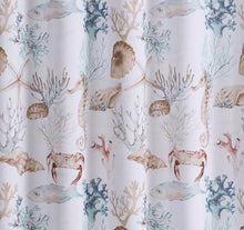 Kate Aurora Seaside Villa Mosaic Coastal Seahorses & Coral Fabric Shower Curtain
