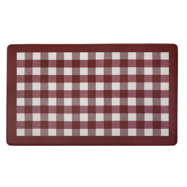 GoodGram Buffalo Burgundy Plaid Memory Foam Anti-Fatigue Kitchen Floor Mat - 18 in. W x 30 in. L