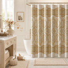Kate Aurora French Chateau Paisley Chic Premium Fabric Shower Curtain - Gold