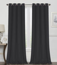 GoodGram 2 Pack: Basic Solid Colored Blackout Curtain Panels - 52 in. W x 84 in. L, Black