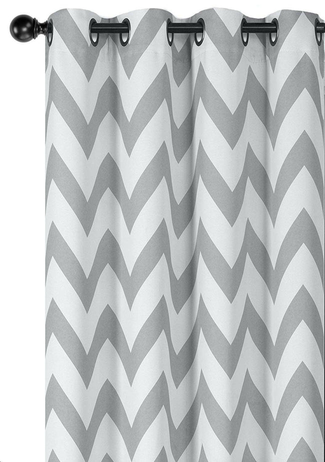 GoodGram 2 Pack: Hotel Thermal Grommet 100% Blackout Curtains - 52 in. W x 63 in. L, Chevron Gray