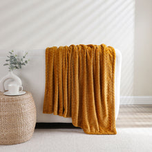 Kate Aurora Herringbone Shag Ultra Soft & Plush Accent Throw Blanket - 50 in. W x 60 in. L - Gold/Rust