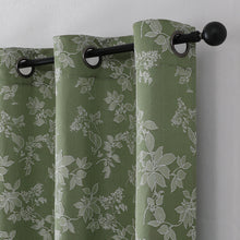 Kate Aurora 2 Piece Essence Floral Grommet Top Window Curtain Panels - 84 in. Long - Green