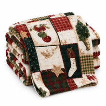 Kate Aurora Ultra Plush Merry Christmas Plaid Farmhouse Hypoallergenic Fleece Throw Blanket