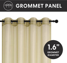 Kate Aurora 2 Piece Extra Long Grommet Top Sheer Voile Window Curtain Pair - 90 in. Long - Tan