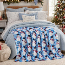 Kate Aurora Winter Blues Christmas Snowman Ultra Soft And Plush Throw Blanket - 50 in. W x 60 in. L